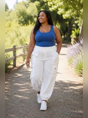 Athleta Keys Loose Fit High Waist Utility Pant in Cream Athleisure Women's 20